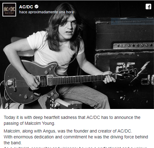 Murió Malcolm Young, cofundador de AC/DC