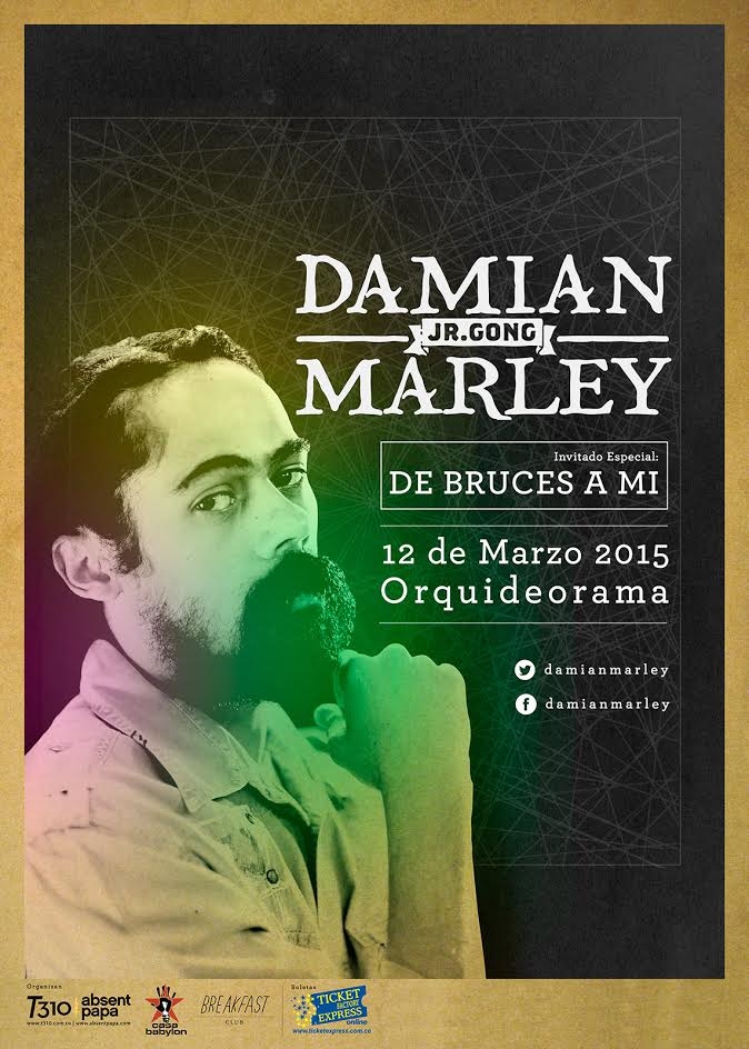 Damian Marley en Medellín. Confirmado. Marzo 12.
